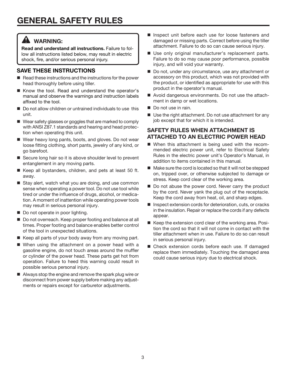 General safety rules | Homelite Expand-it UT15550B User Manual | Page 3 / 16