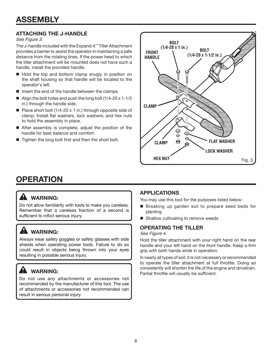 Assembly, Operation | Homelite Expand-it UT15550B User Manual | Page 8 / 16