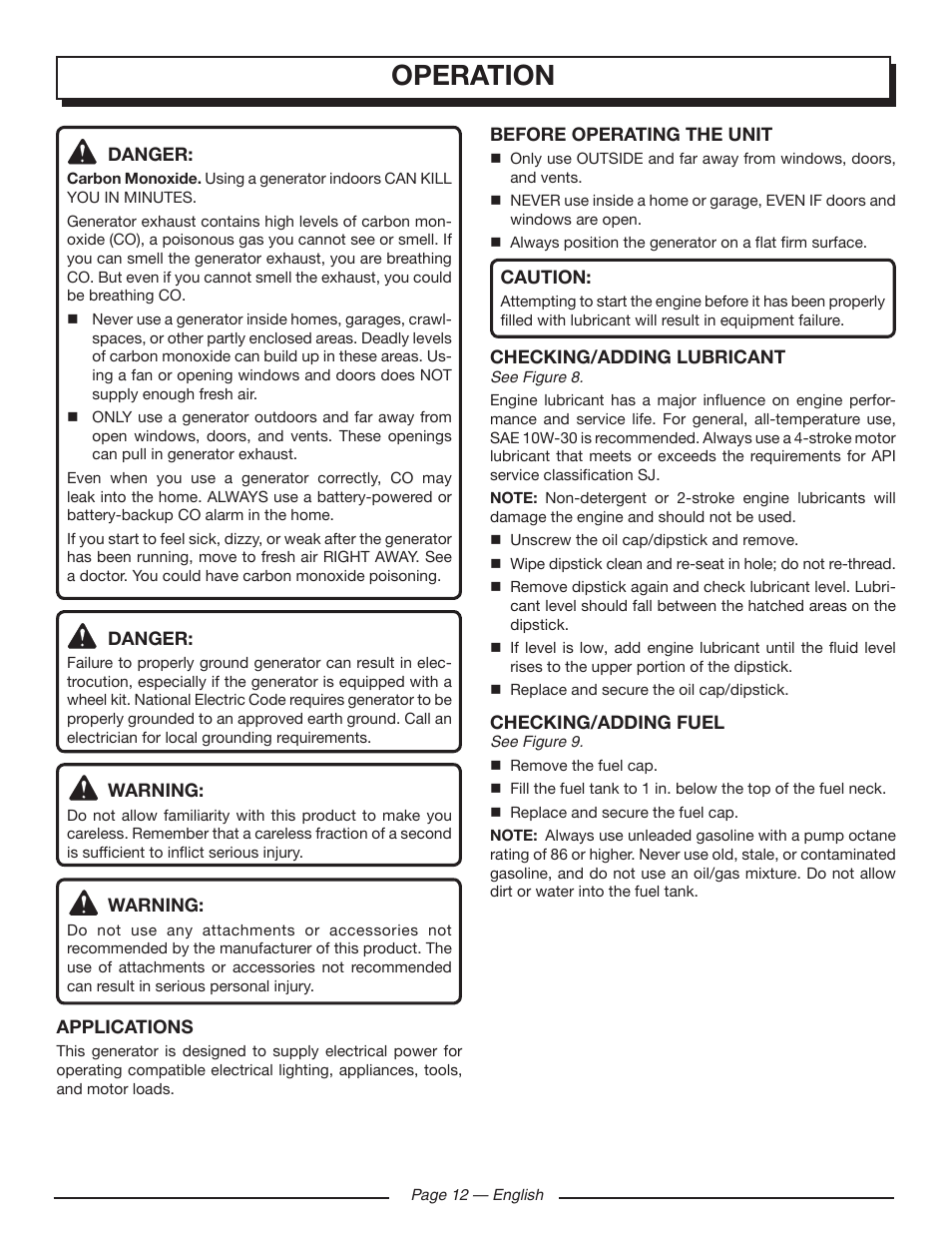 Operation | Homelite UT902211 User Manual | Page 16 / 64