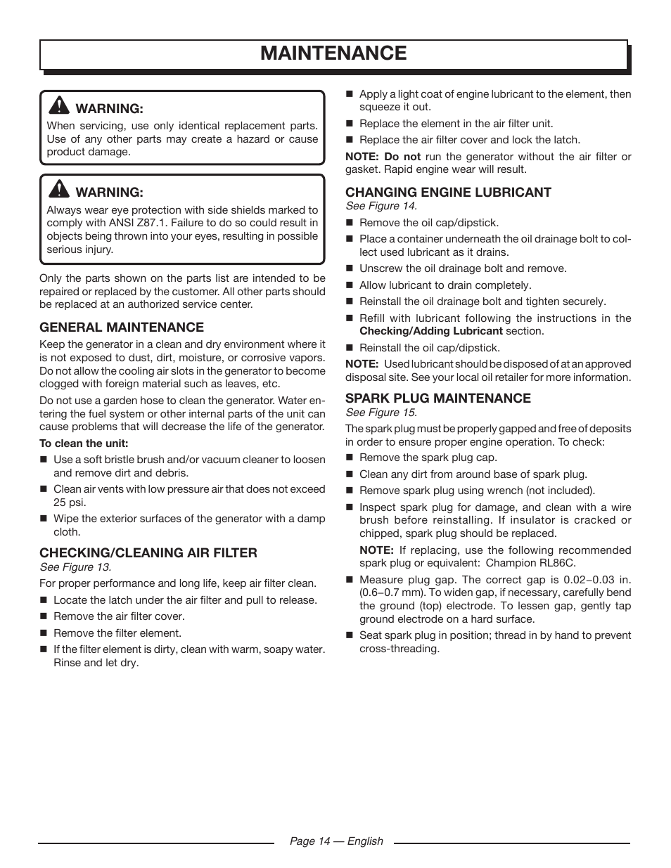 Maintenance | Homelite UT902211 User Manual | Page 18 / 64