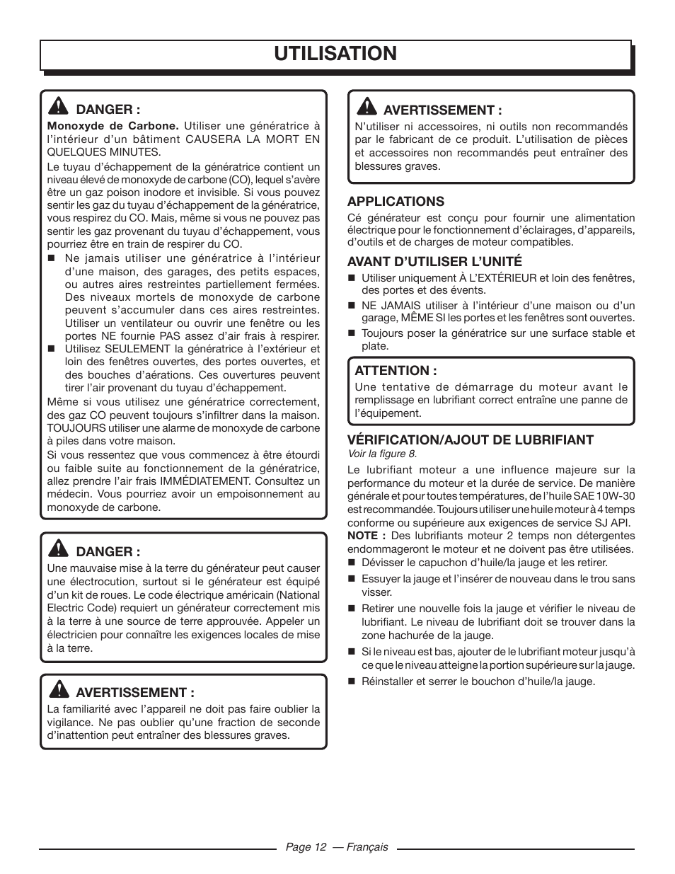 Utilisation | Homelite UT902211 User Manual | Page 35 / 64