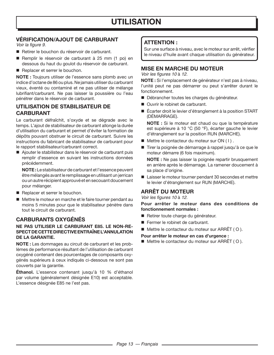 Utilisation | Homelite UT902211 User Manual | Page 36 / 64