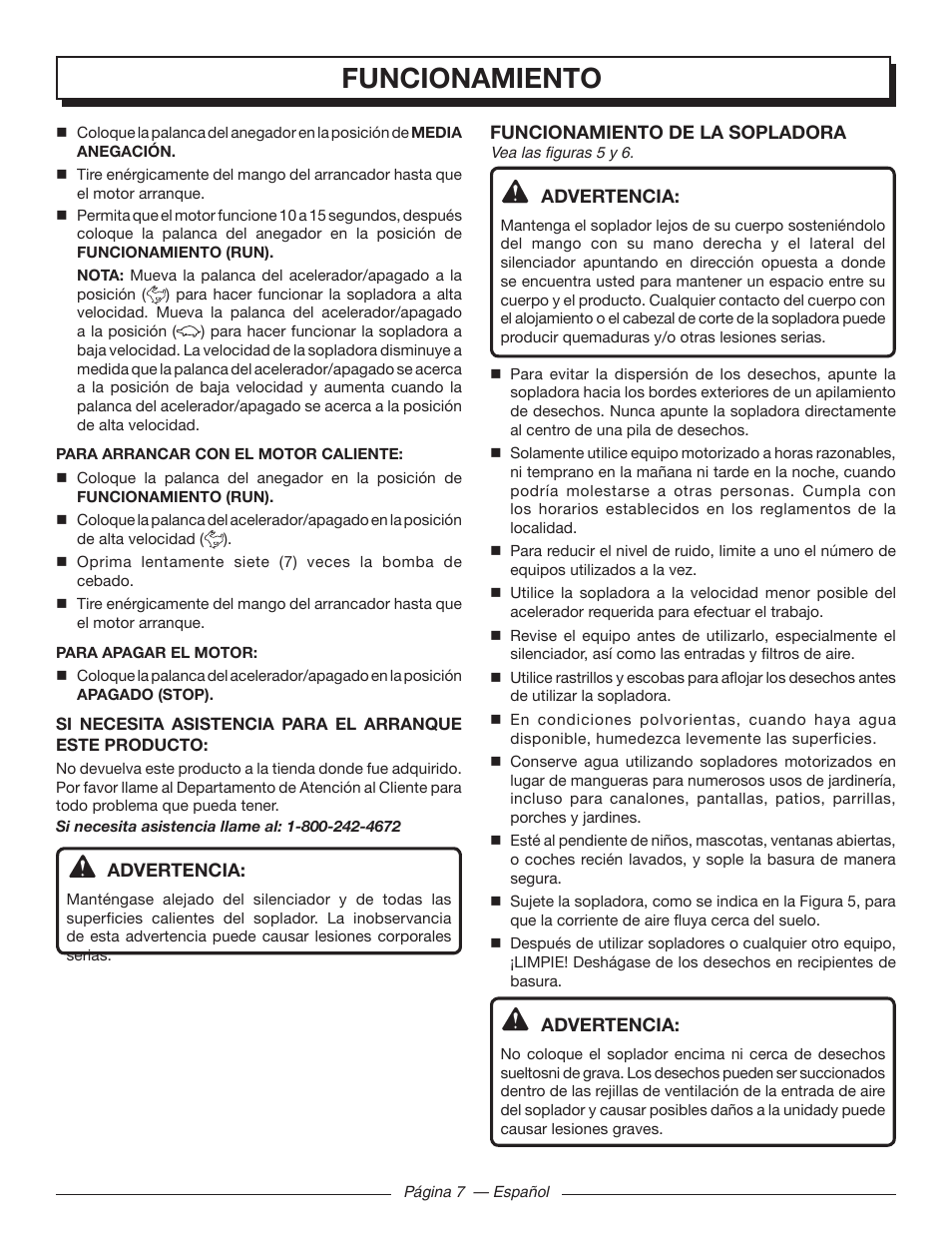 Funcionamiento | Homelite UT09002 User Manual | Page 31 / 38
