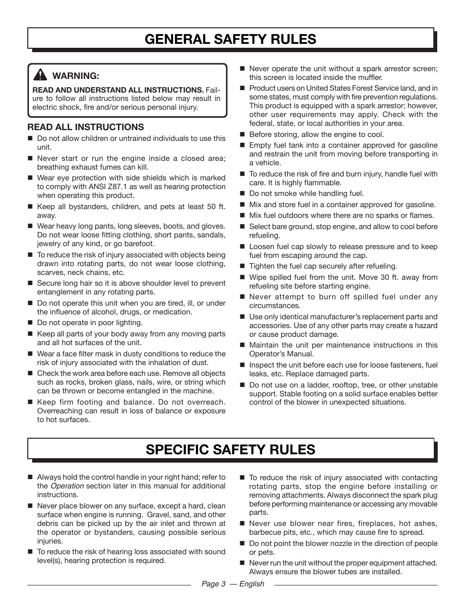 General safety rules, Specific safety rules | Homelite UT09002 User Manual | Page 5 / 38