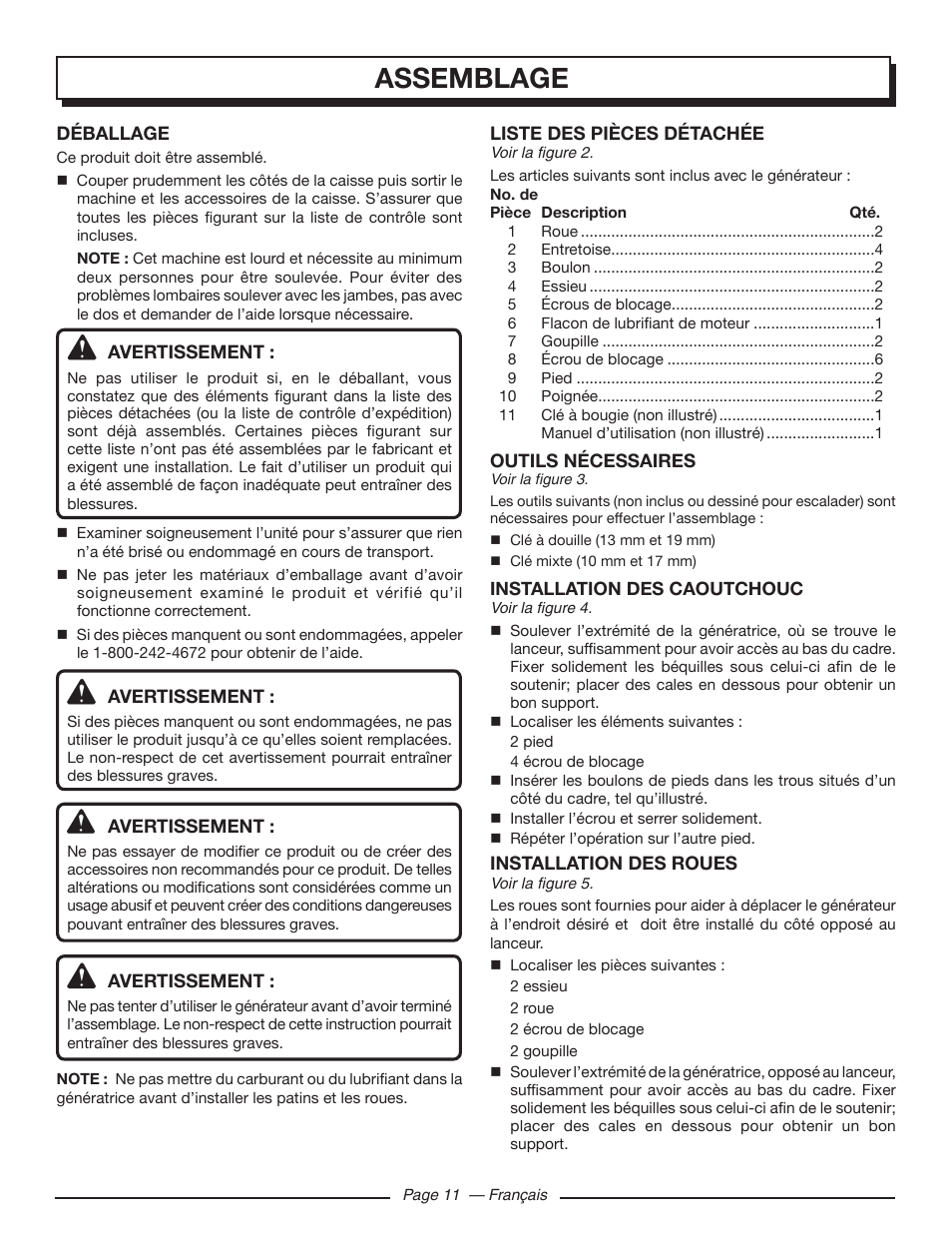 Assemblage | Homelite HGCA5000 User Manual | Page 33 / 60