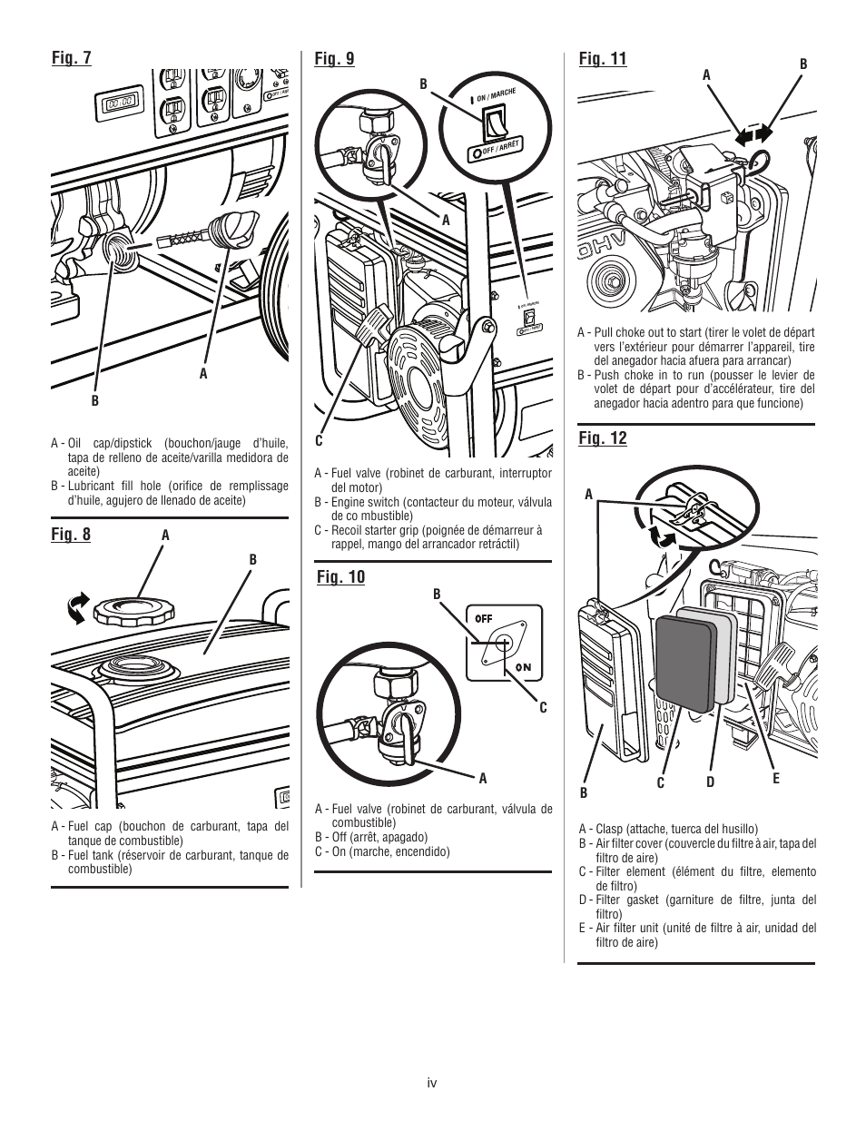 Fig. 12, Fig. 8 fig. 10, Fig. 11 | Fig. 7, Fig. 9 | Homelite HGCA5000 User Manual | Page 4 / 60