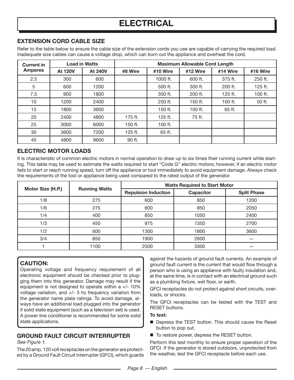 Electrical | Homelite UT903611 User Manual | Page 12 / 64