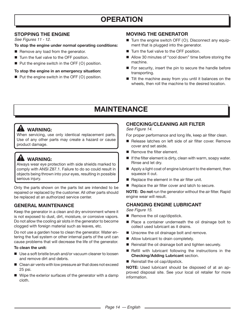 Operation maintenance | Homelite UT903611 User Manual | Page 18 / 64