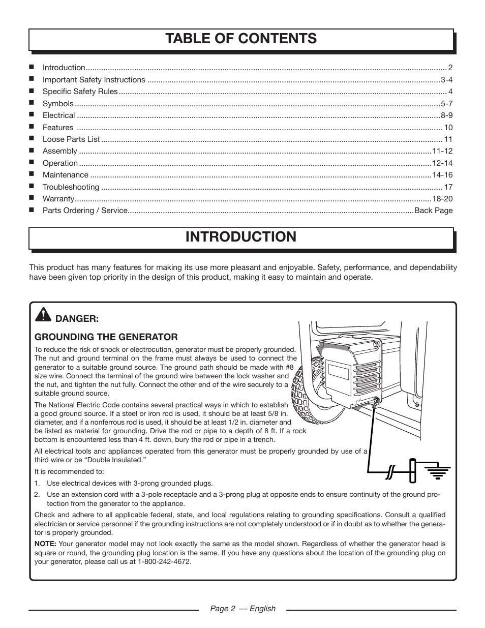 Table of contents introduction | Homelite UT903611 User Manual | Page 6 / 64