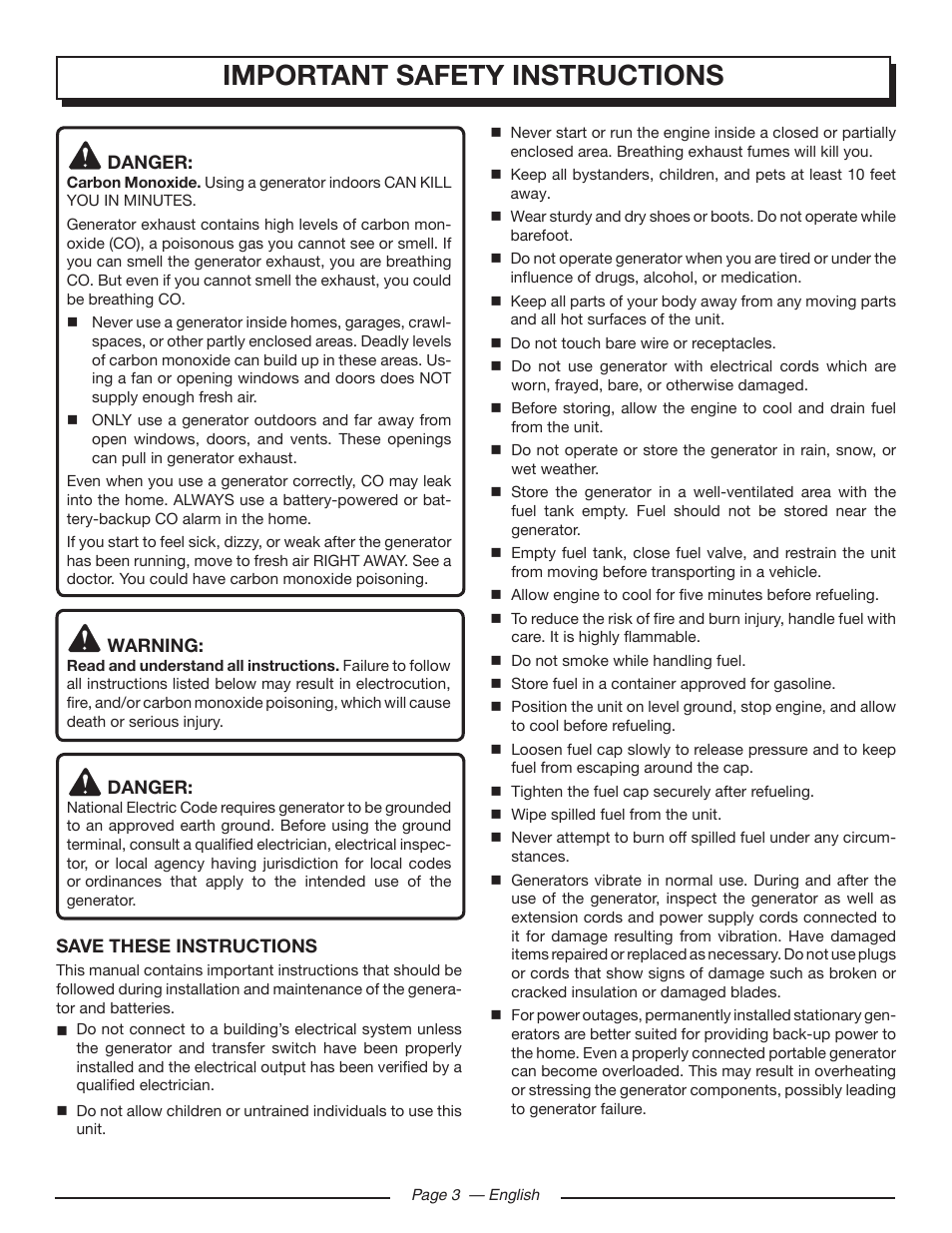 Important safety instructions | Homelite UT903611 User Manual | Page 7 / 64