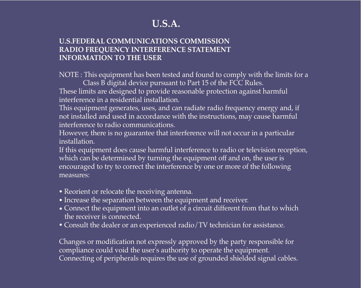 U.s.a | Hyundai L72S User Manual | Page 2 / 26