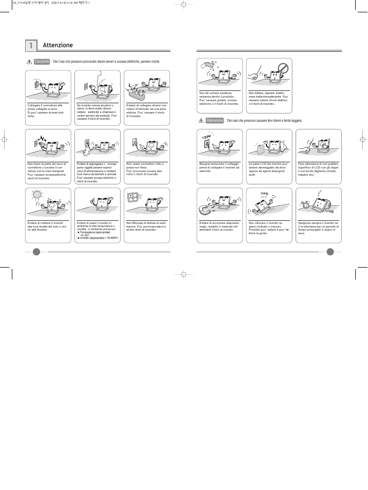 Attenzione | Hyundai IT LCD Monitor U90D User Manual | Page 18 / 27