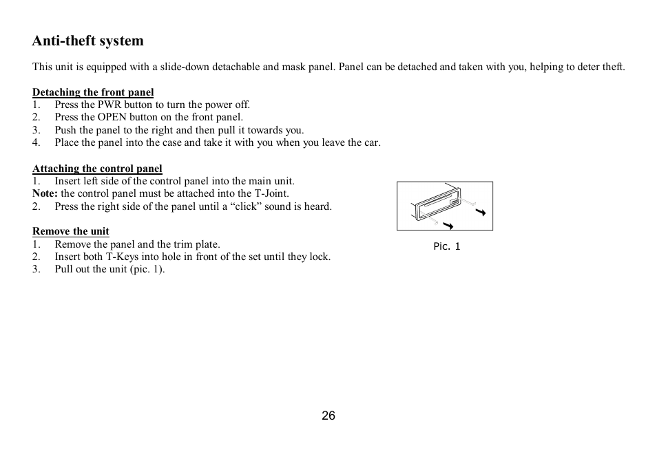 Anti-theft system | Hyundai IT H-CMD7075 User Manual | Page 26 / 64