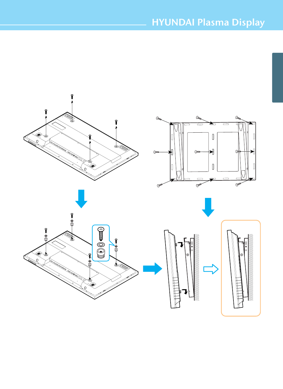 How to install wall mount frame, Hyundai plasma display, Installation method | Hyundai HQP421HR User Manual | Page 23 / 102