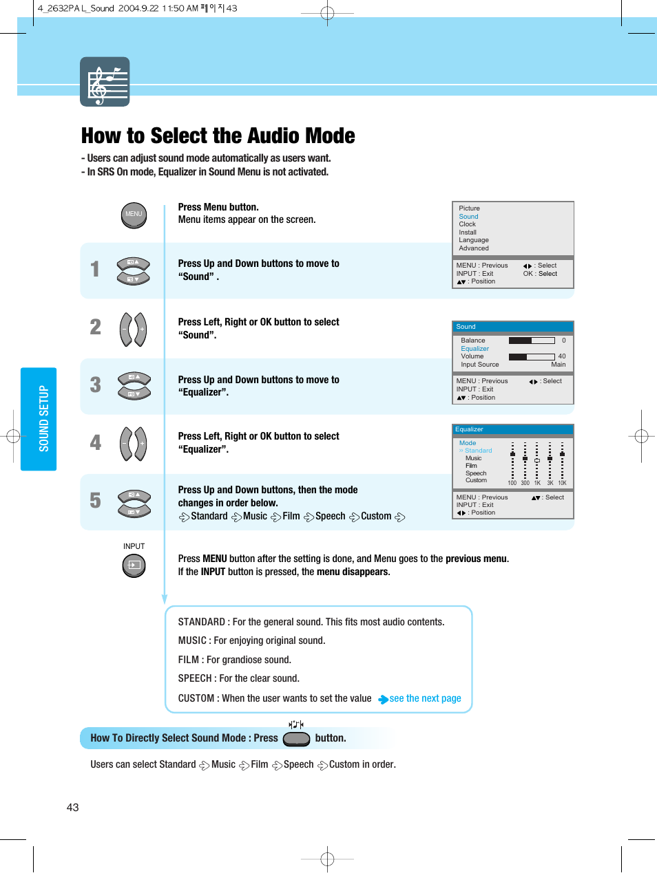 How to select the audio mode | Hyundai HQL260WR User Manual | Page 46 / 85