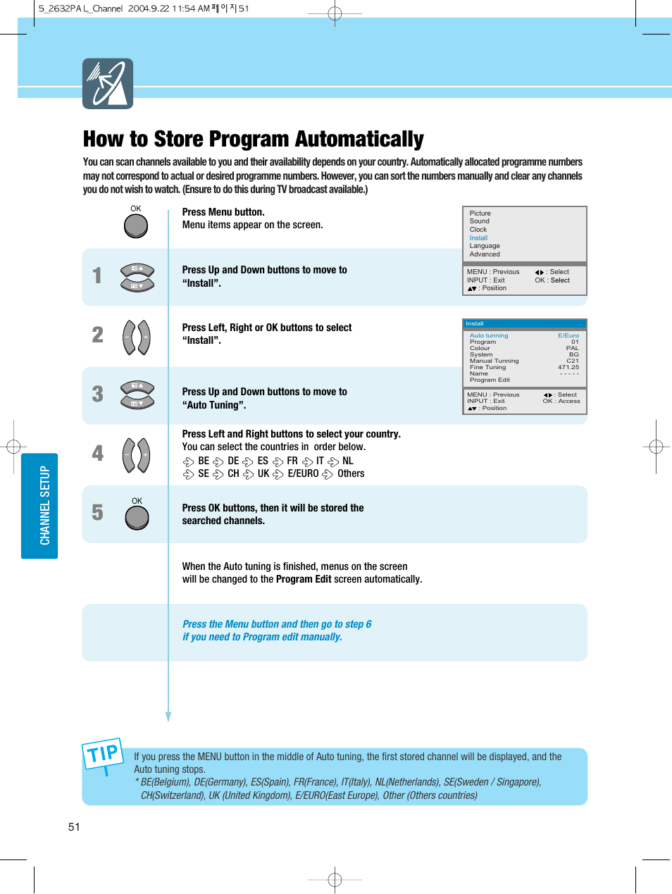 How to store program automatically | Hyundai HQL260WR User Manual | Page 54 / 85