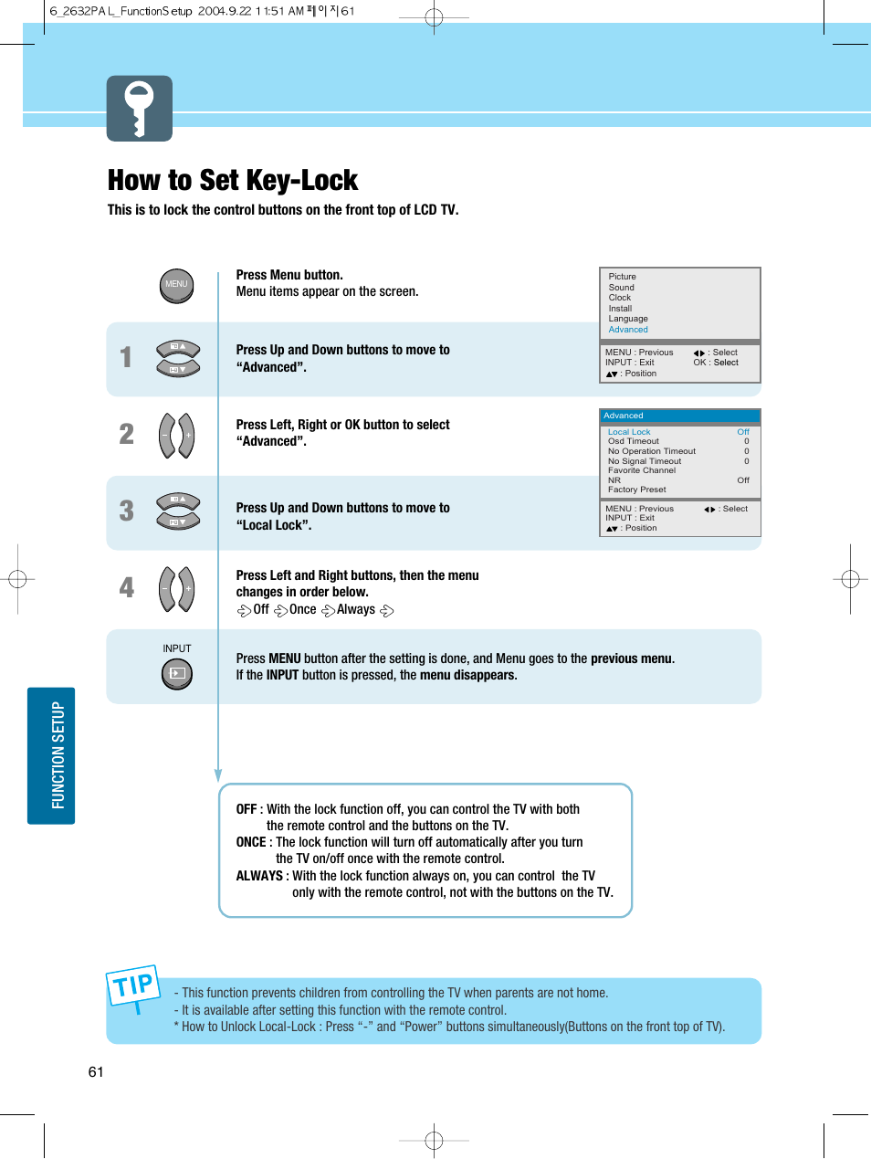 How to set key-lock | Hyundai HQL260WR User Manual | Page 64 / 85