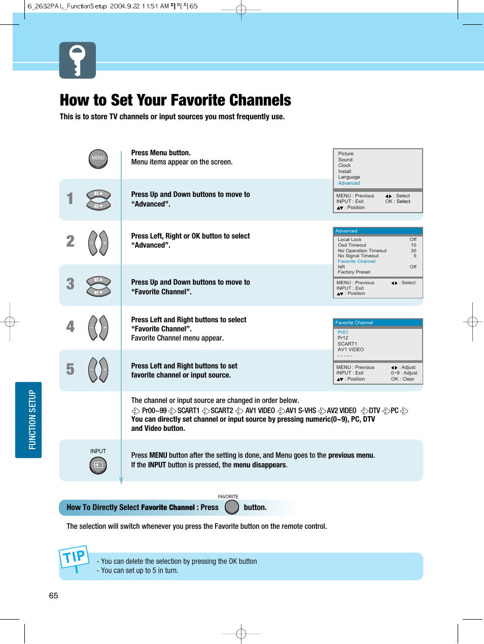 How to set your favorite channels | Hyundai HQL260WR User Manual | Page 68 / 85