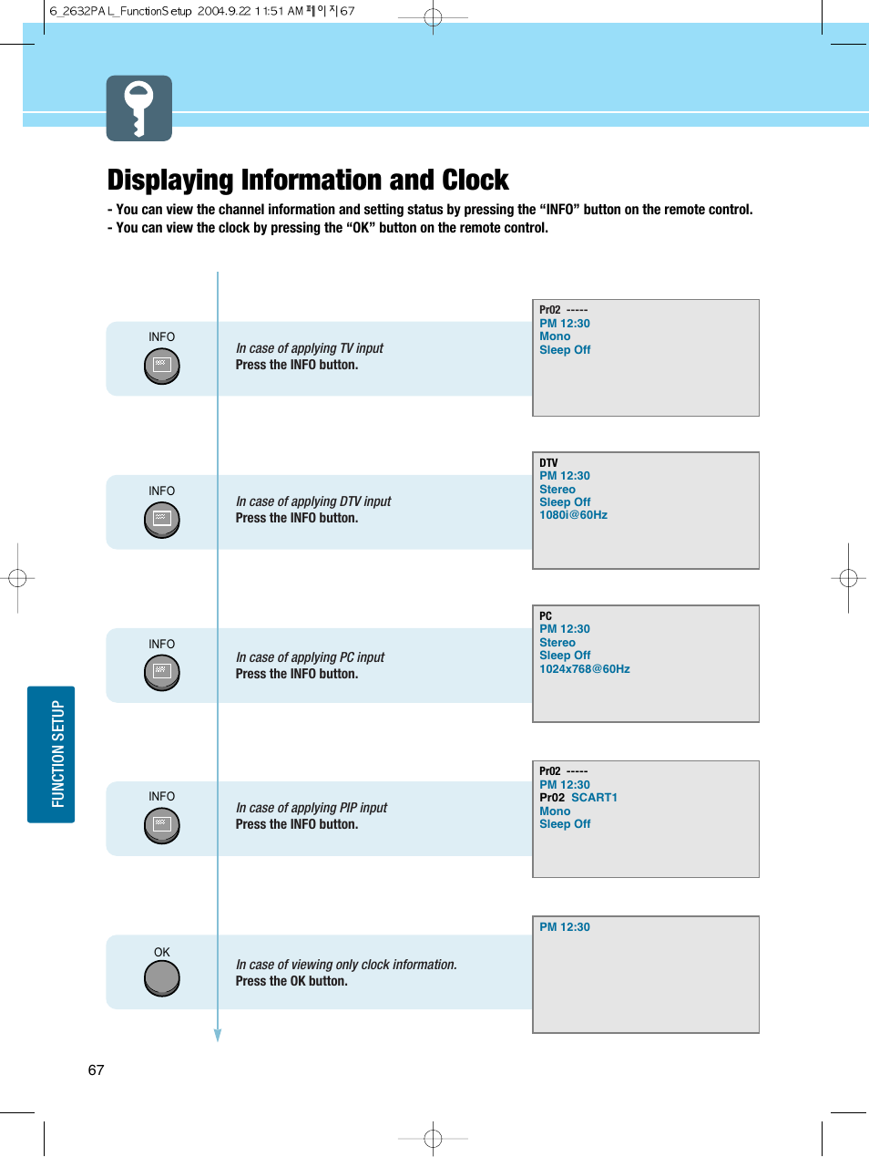 Displaying information and clock | Hyundai HQL260WR User Manual | Page 70 / 85