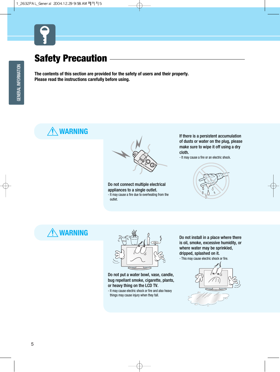 Safety precaution, Warning | Hyundai HQL260WR User Manual | Page 8 / 85