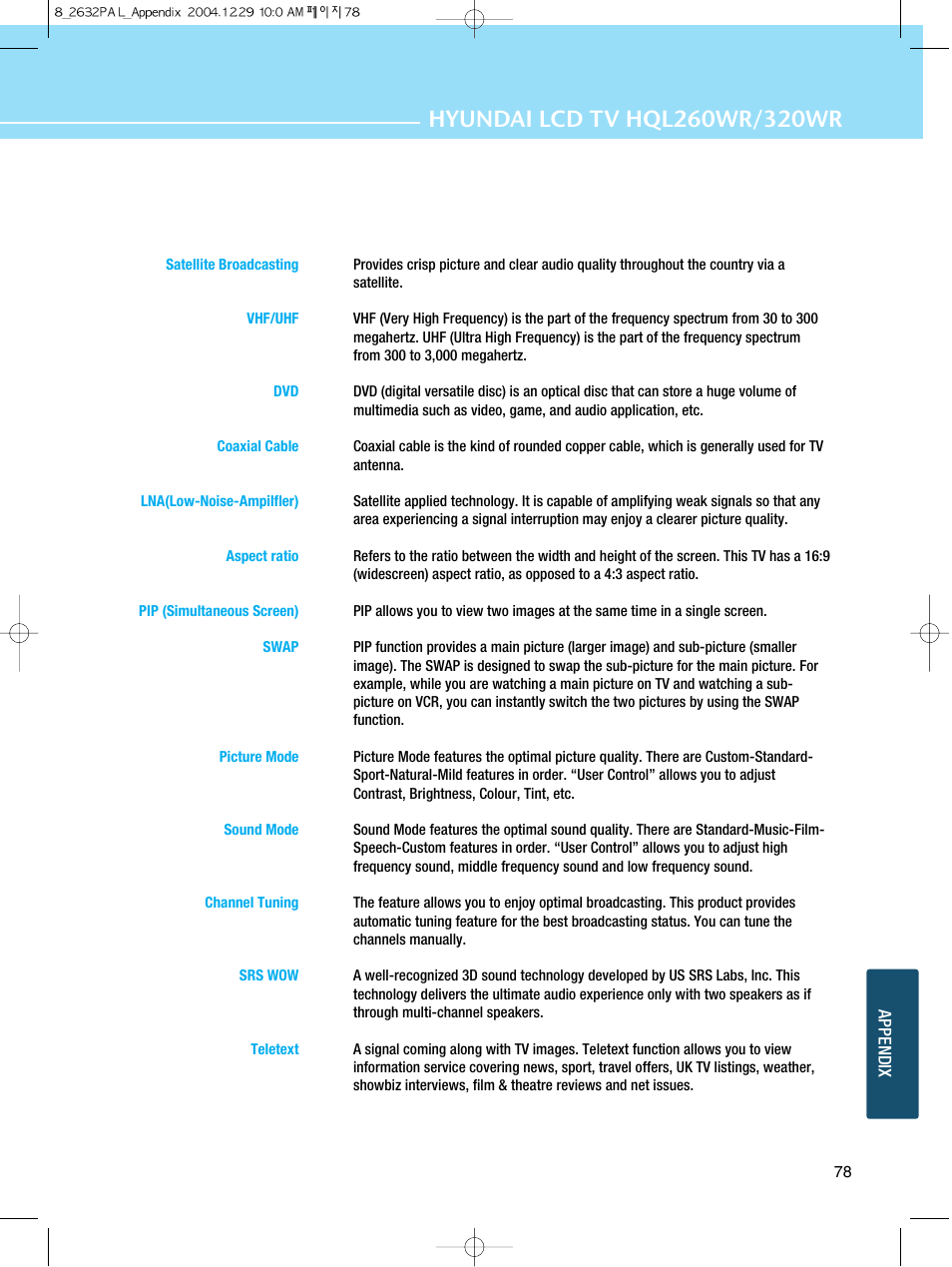 Hyundai HQL260WR User Manual | Page 81 / 85