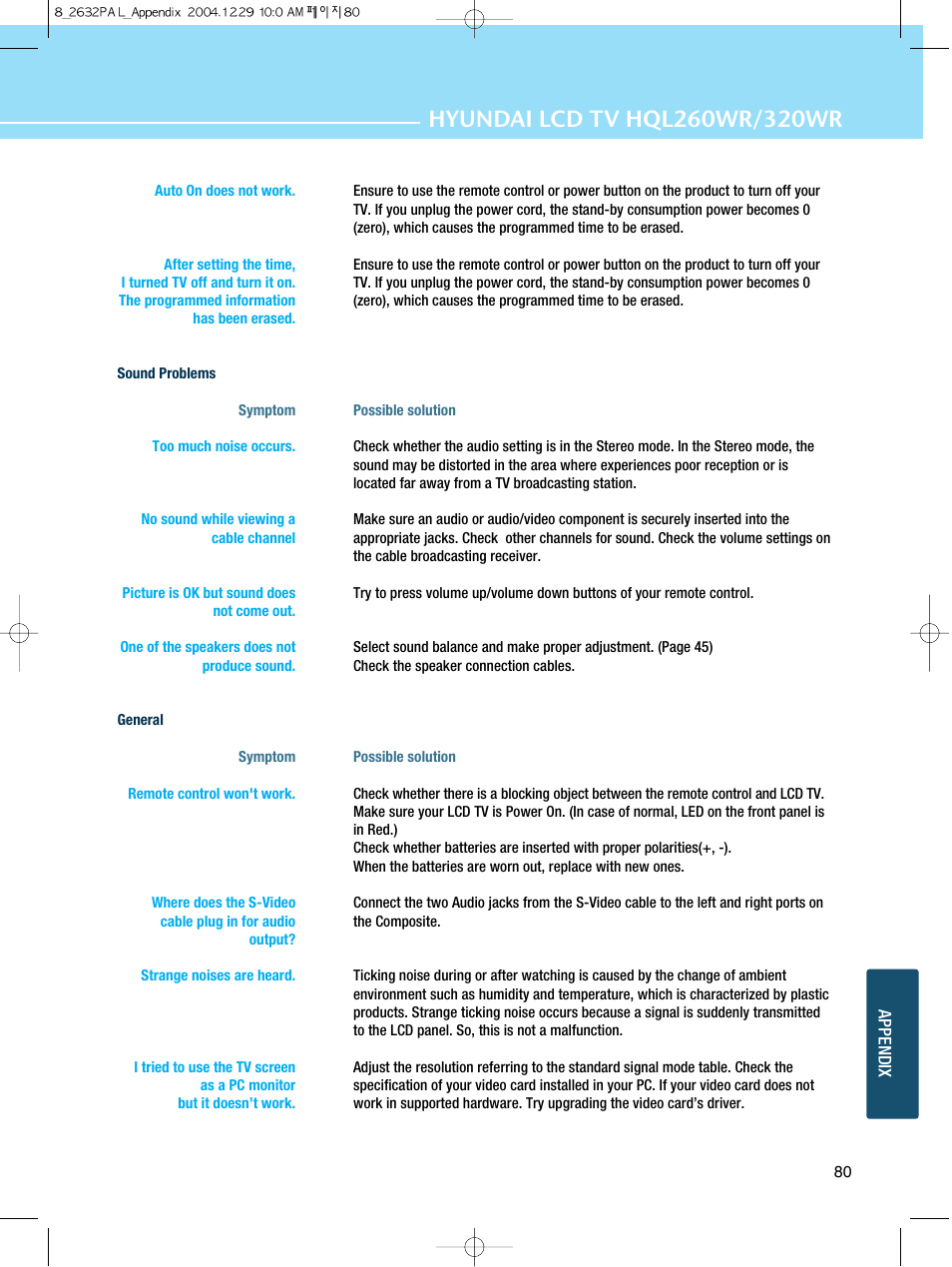 Hyundai HQL260WR User Manual | Page 83 / 85