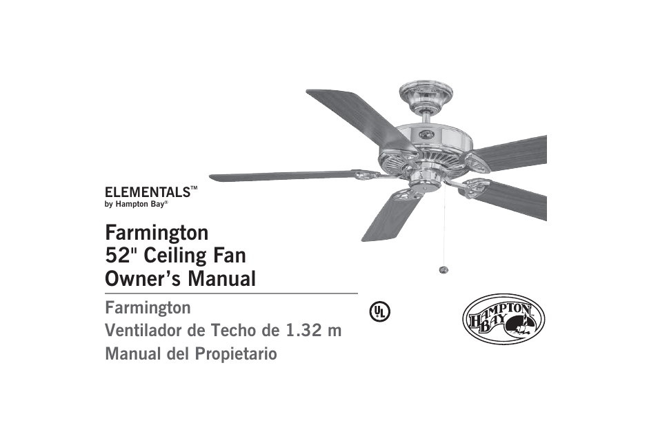 Hampton Direct 52" Ceiling Fan 171-348 User Manual | 16 pages