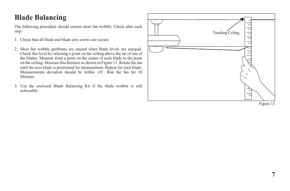 Yg204b-e-p7, Blade balancing | Hampton Direct Hawkins 44 in Ceiling Fan 122 135 User Manual | Page 9 / 14