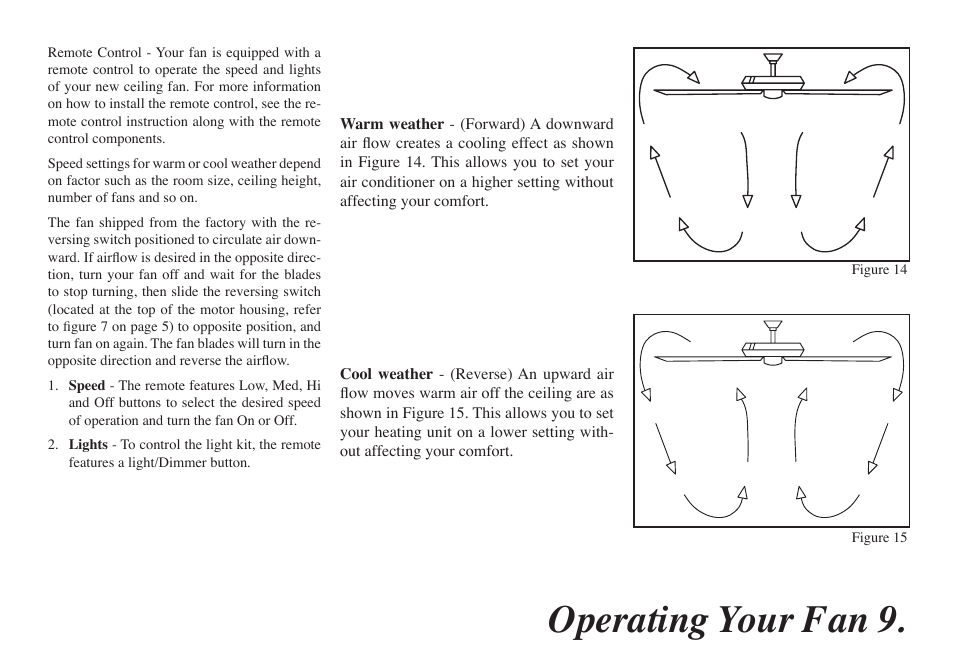 Operating your fan 9 | Hampton Direct Altura 68-ATR User Manual | Page 11 / 15
