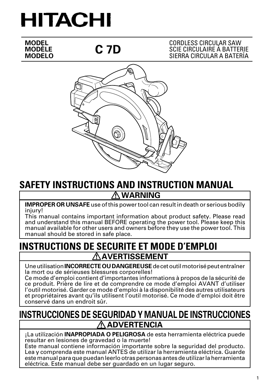 Hitachi C 7D User Manual | 92 pages
