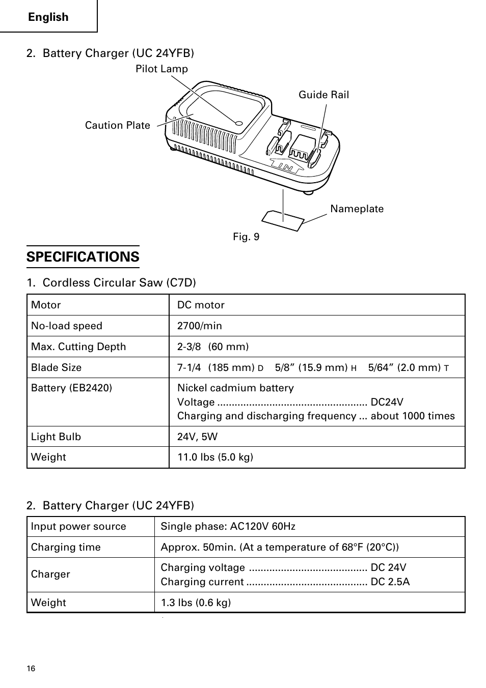 Specifications | Hitachi C 7D User Manual | Page 16 / 92