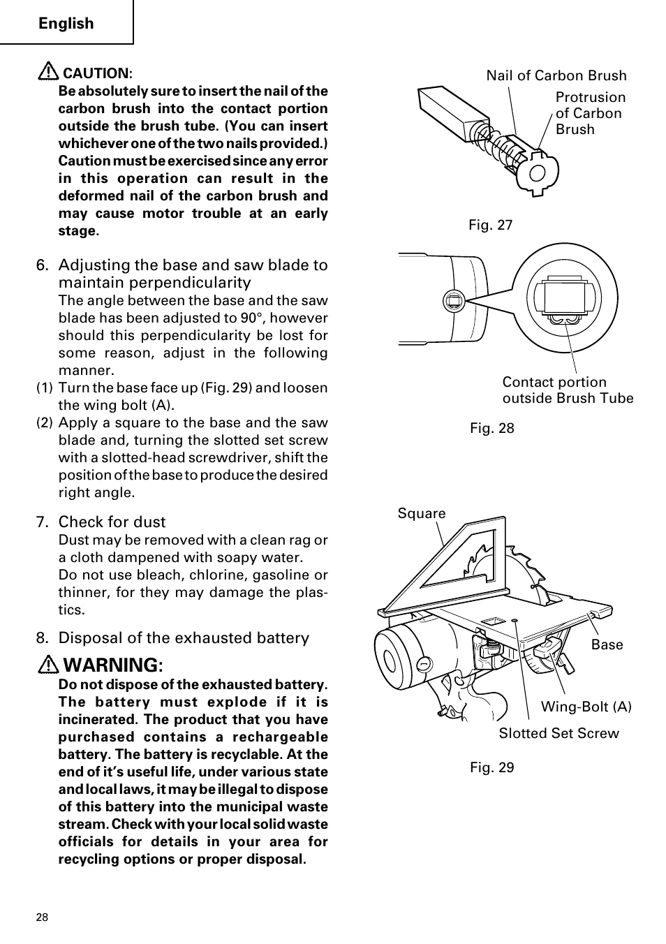 Warning | Hitachi C 7D User Manual | Page 28 / 92