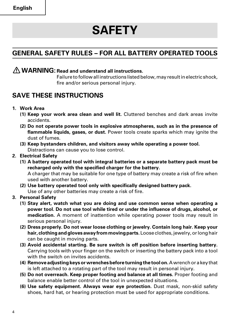 Safety, Save these instructions | Hitachi C 7D User Manual | Page 4 / 92