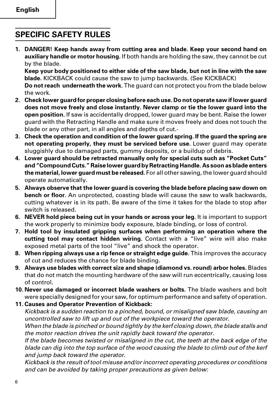 Specific safety rules | Hitachi C 7D User Manual | Page 6 / 92