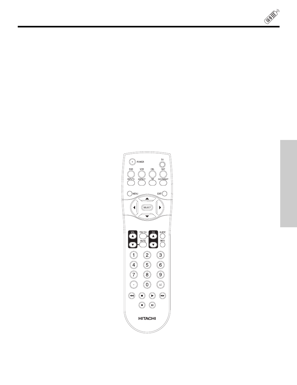 The remote control | Hitachi 51F510 User Manual | Page 19 / 76