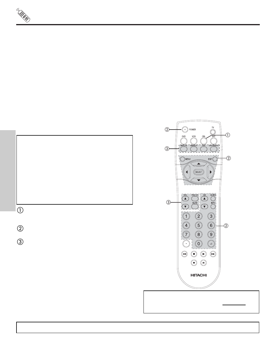 Using the remote to control cable box functions, The remote control | Hitachi 51F510 User Manual | Page 28 / 76