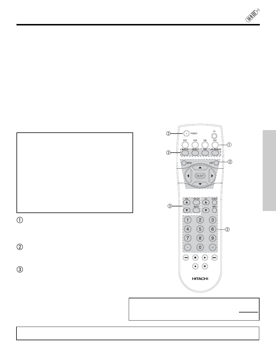 The remote control | Hitachi 51F510 User Manual | Page 29 / 76