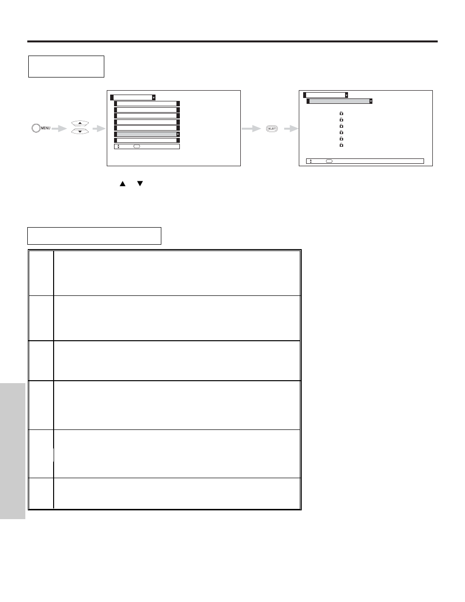 Locks, On-screen displa y | Hitachi 51F510 User Manual | Page 50 / 76
