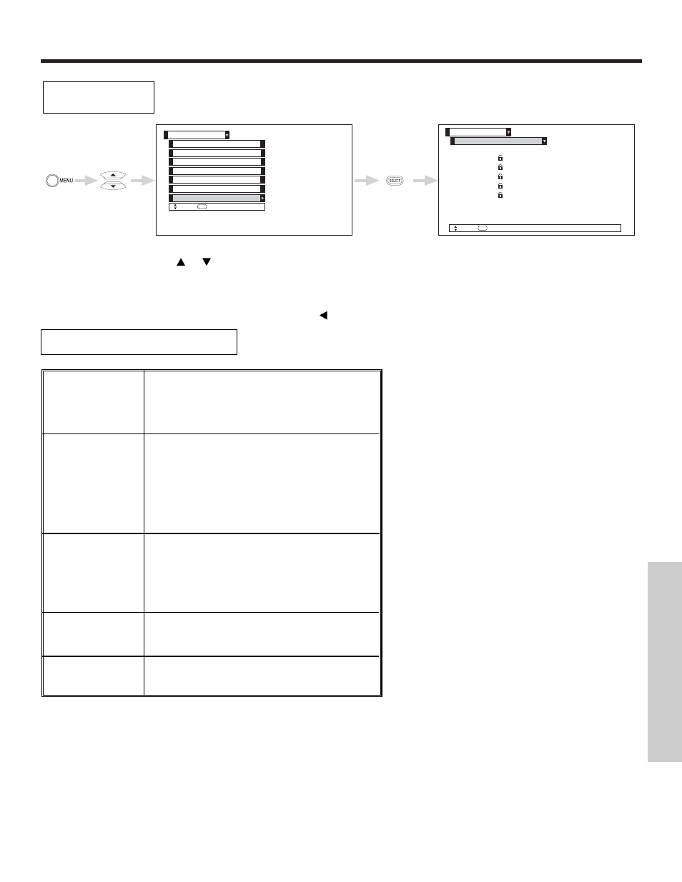 Locks, On-screen displa y | Hitachi 51F510 User Manual | Page 51 / 76