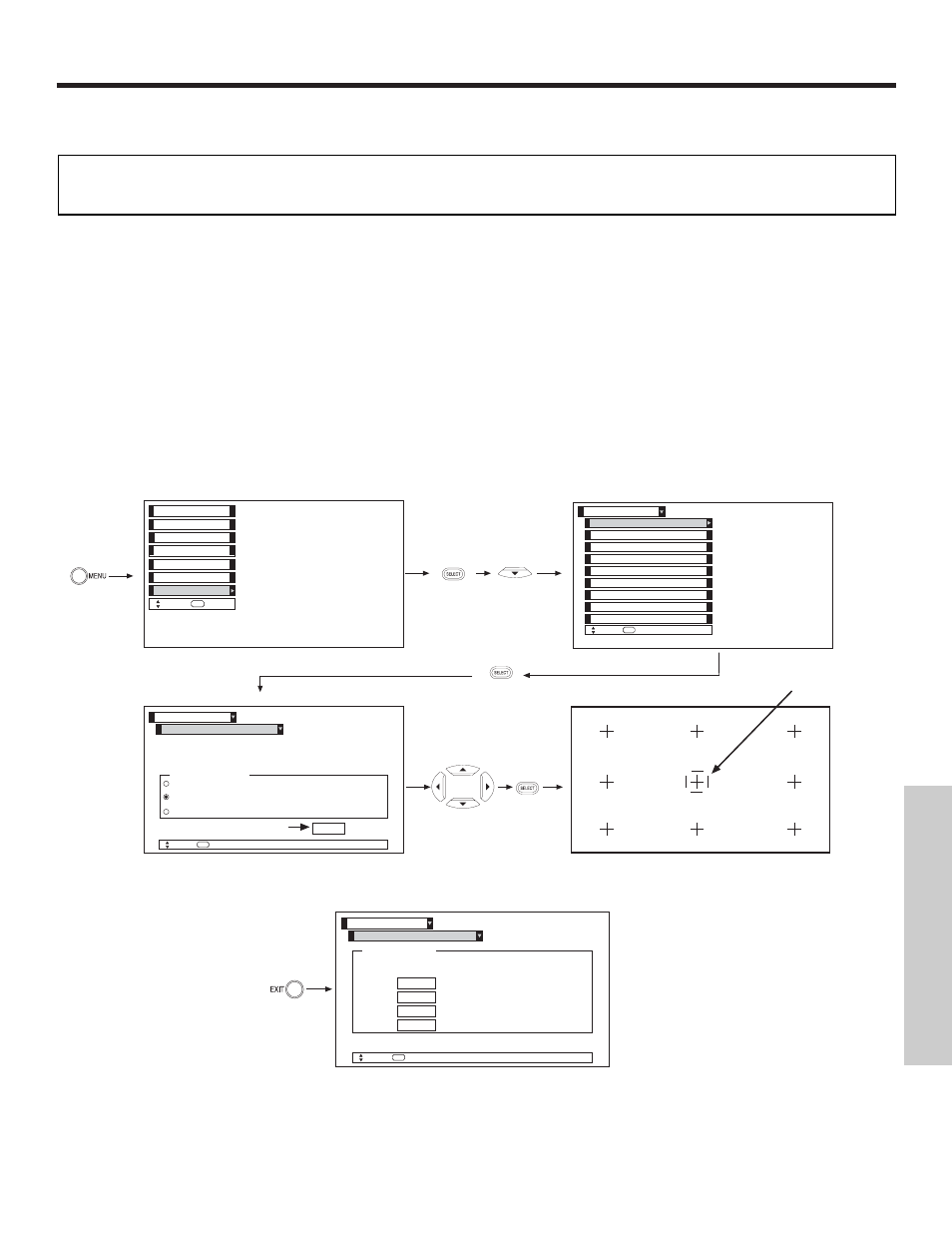 Setup, On-screen displa y, Adjustment point cursor | Hitachi 51F510 User Manual | Page 57 / 76