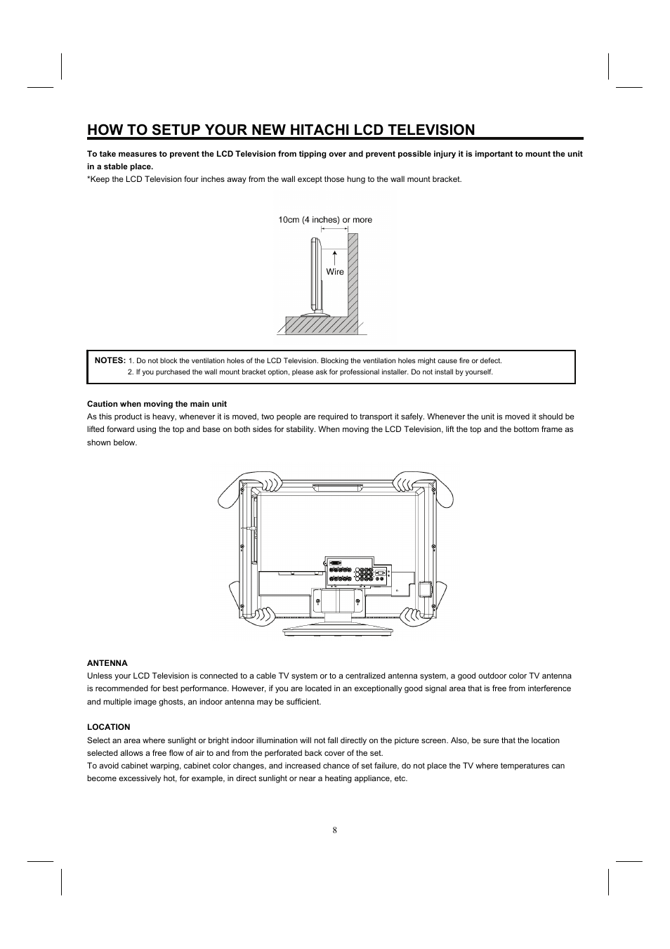 How to setup your new hitachi lcd television | Hitachi 26HDL52 User Manual | Page 10 / 52