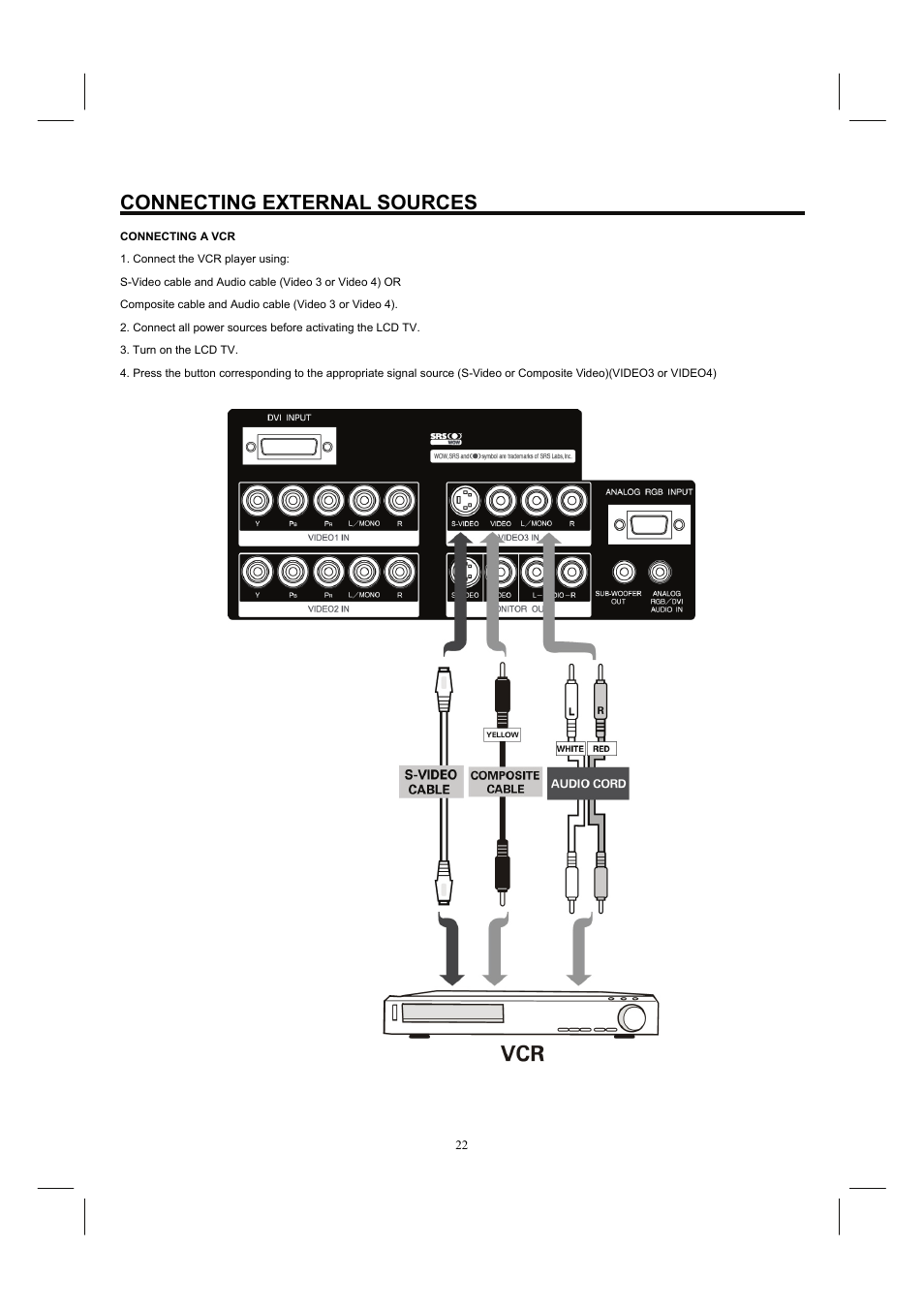 Connecting external sources | Hitachi 26HDL52 User Manual | Page 24 / 52