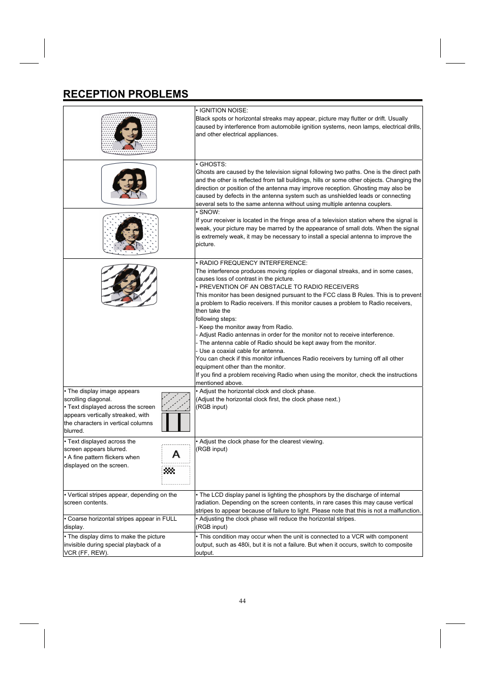 Reception problems | Hitachi 26HDL52 User Manual | Page 46 / 52