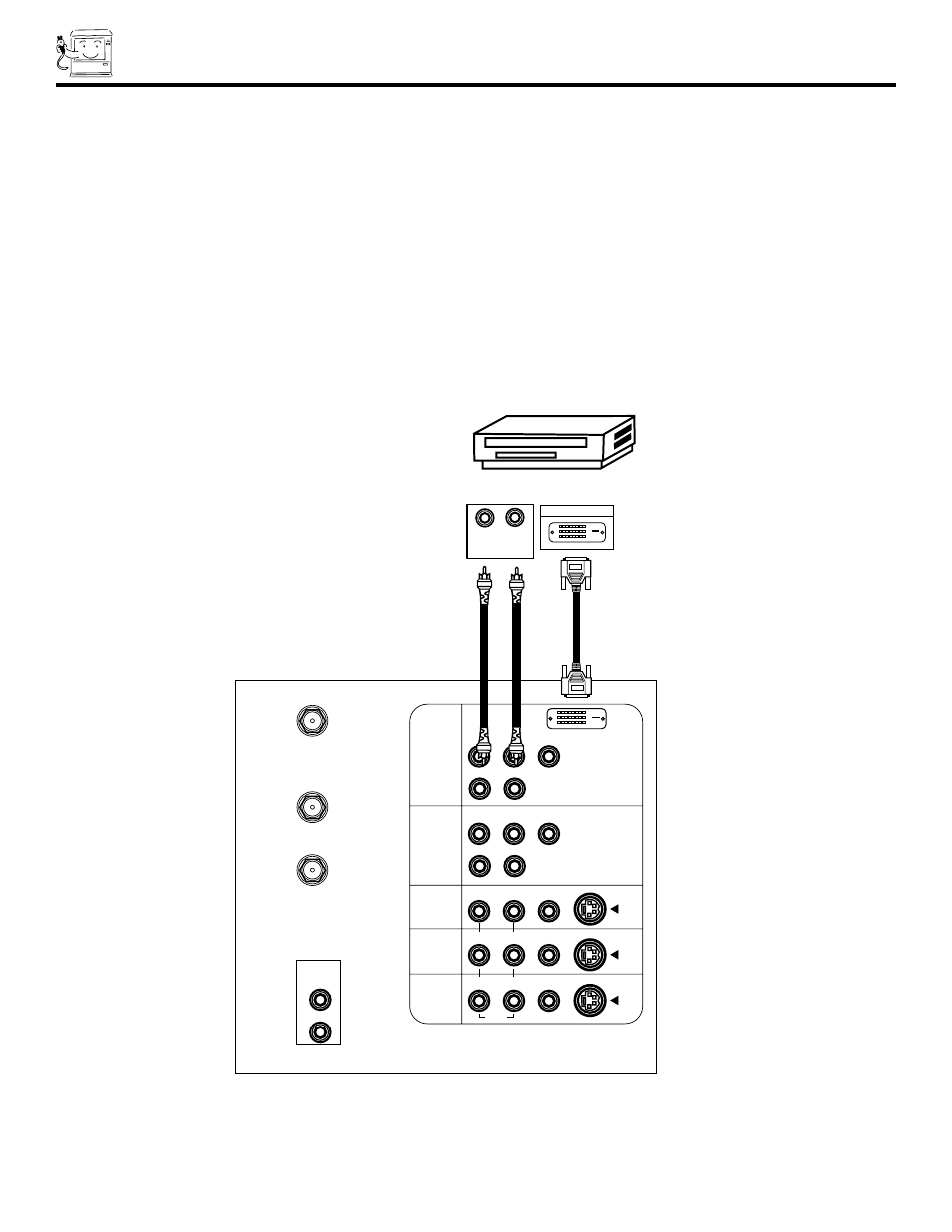 Connecting external video sources, D-vhs | Hitachi 46F500 User Manual | Page 18 / 64