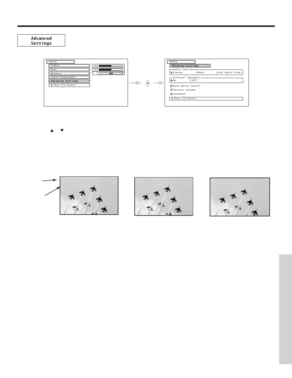 Audio, On-screen displa y | Hitachi 51F500A User Manual | Page 41 / 64