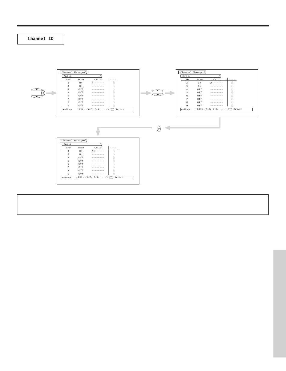 Channel manager, On-screen displa y | Hitachi 51F500A User Manual | Page 43 / 64