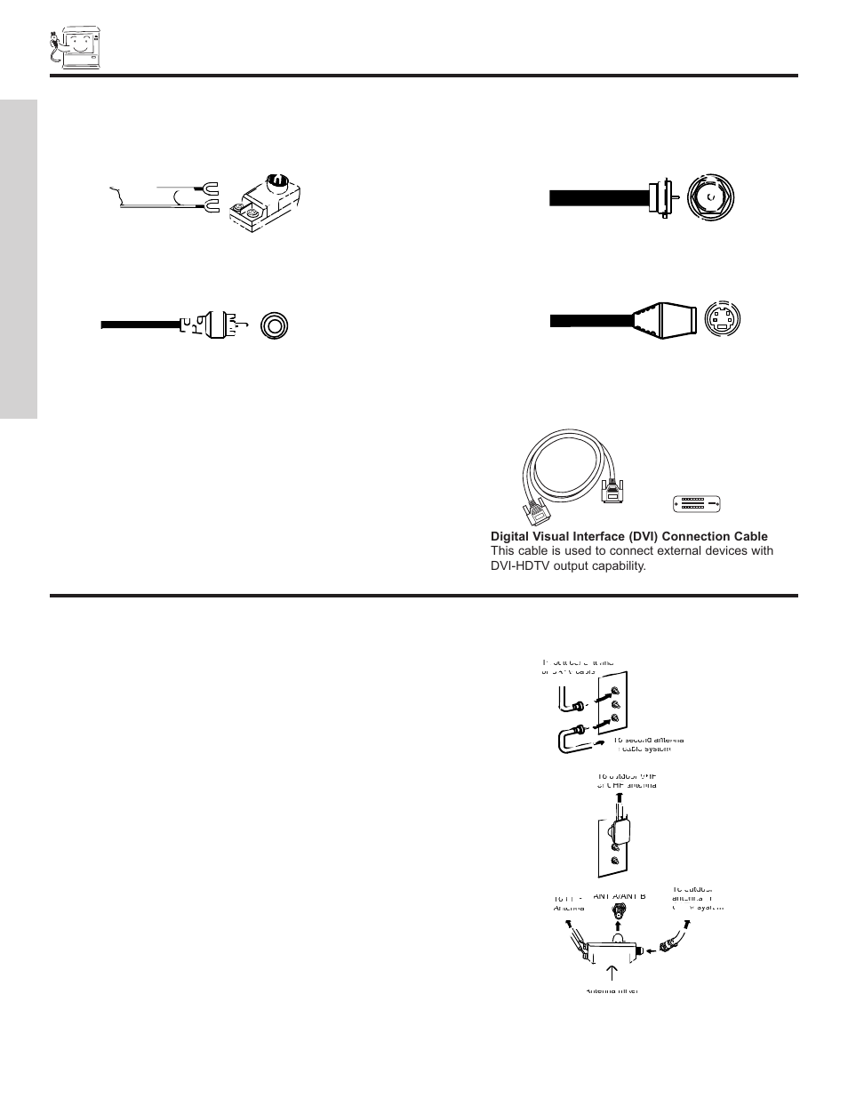 Hook-up cables and connectors, First time use | Hitachi 51F500A User Manual | Page 6 / 64