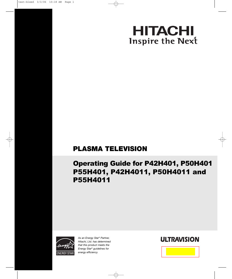 Hitachi P55H401 User Manual | 144 pages