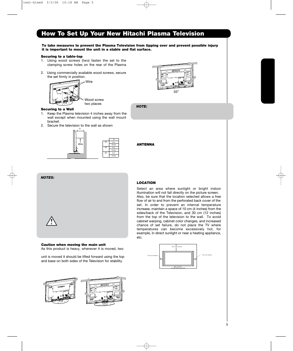 How to set up your new hitachi plasma television | Hitachi P55H401 User Manual | Page 5 / 144