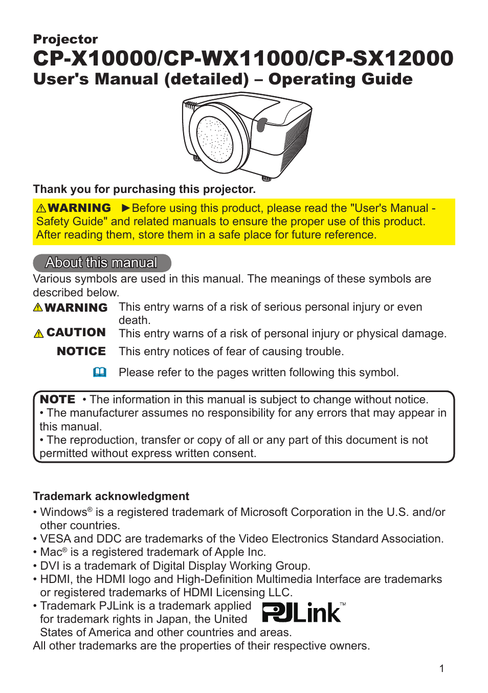 Hitachi CP-X10000 User Manual | 78 pages